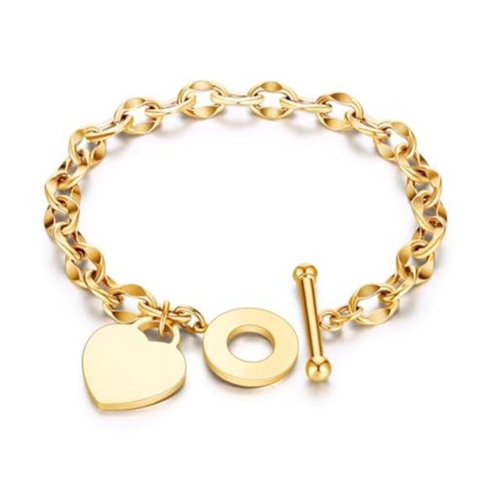 Heart Charm Bracelet Steel Love for Women Romantic Gift